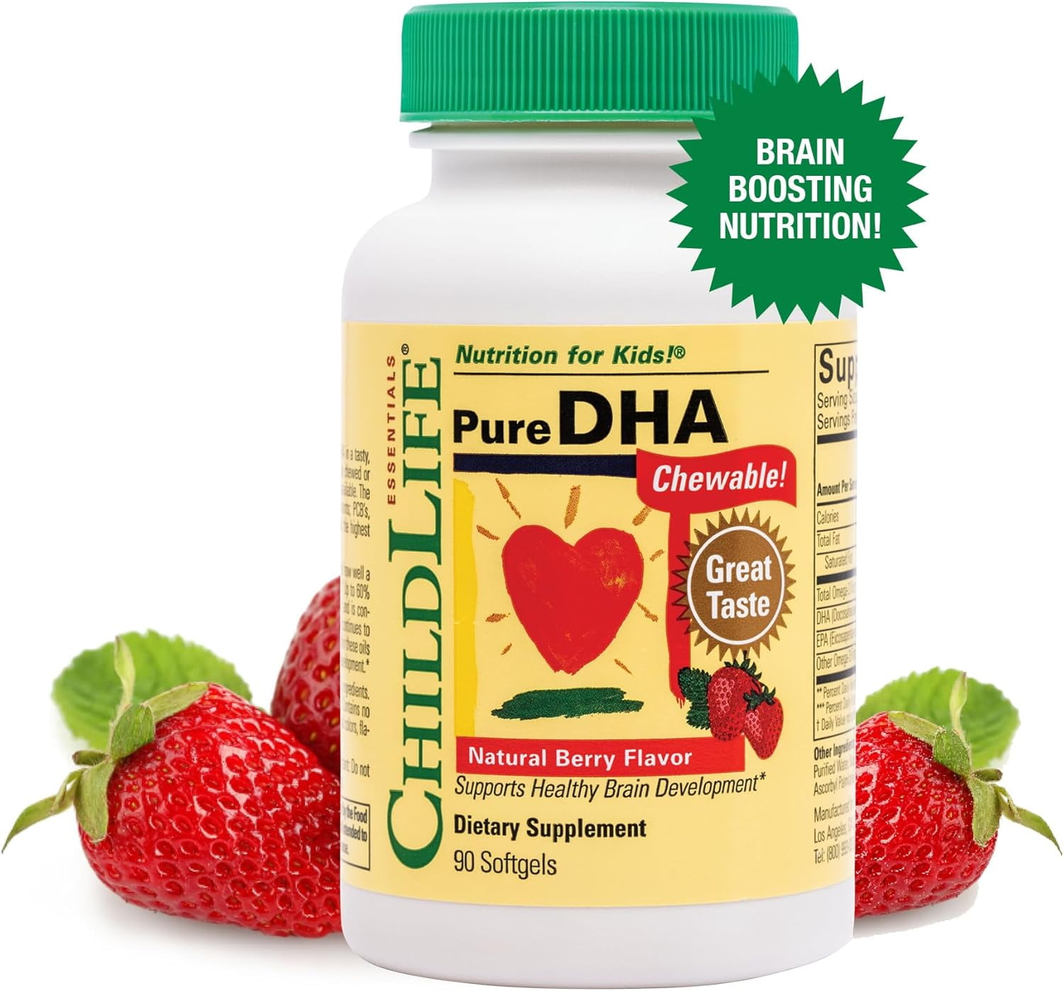 ChildLife Essentials Toddler Omega Vitamins: DHA Supplements, Pure Fish Oil for Brain & Eye Health, Berry Flavor