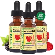 ChildLife Essentials Vitamin D3 Drops: Essential for Baby's Growth & Immunity, 500 IU, Berry Flavor, 1 Fl Oz (Pack of 3)