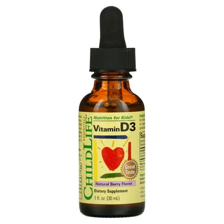 ChildLife Essentials Vitamin D3 Drops: Essential for Growth & Development, 500 IU, Berry Flavor, 1 Fl. Oz Bottle (Pack of 1)