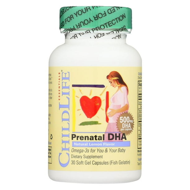 ChildLife Prenatal DHA, Natural Lemon Flavor, 500 mg, 30 Soft Gel