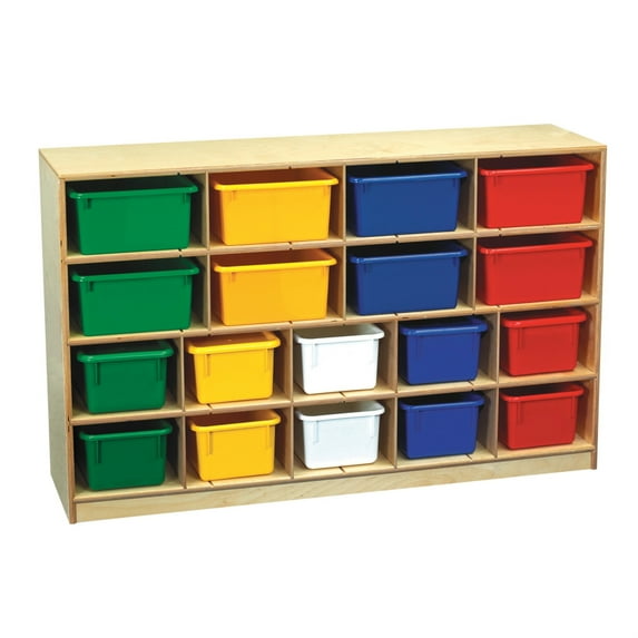 Childcraft Cubby Unit, 18 Assorted Color Trays, 47-3/4 x 13 x 30 Inches