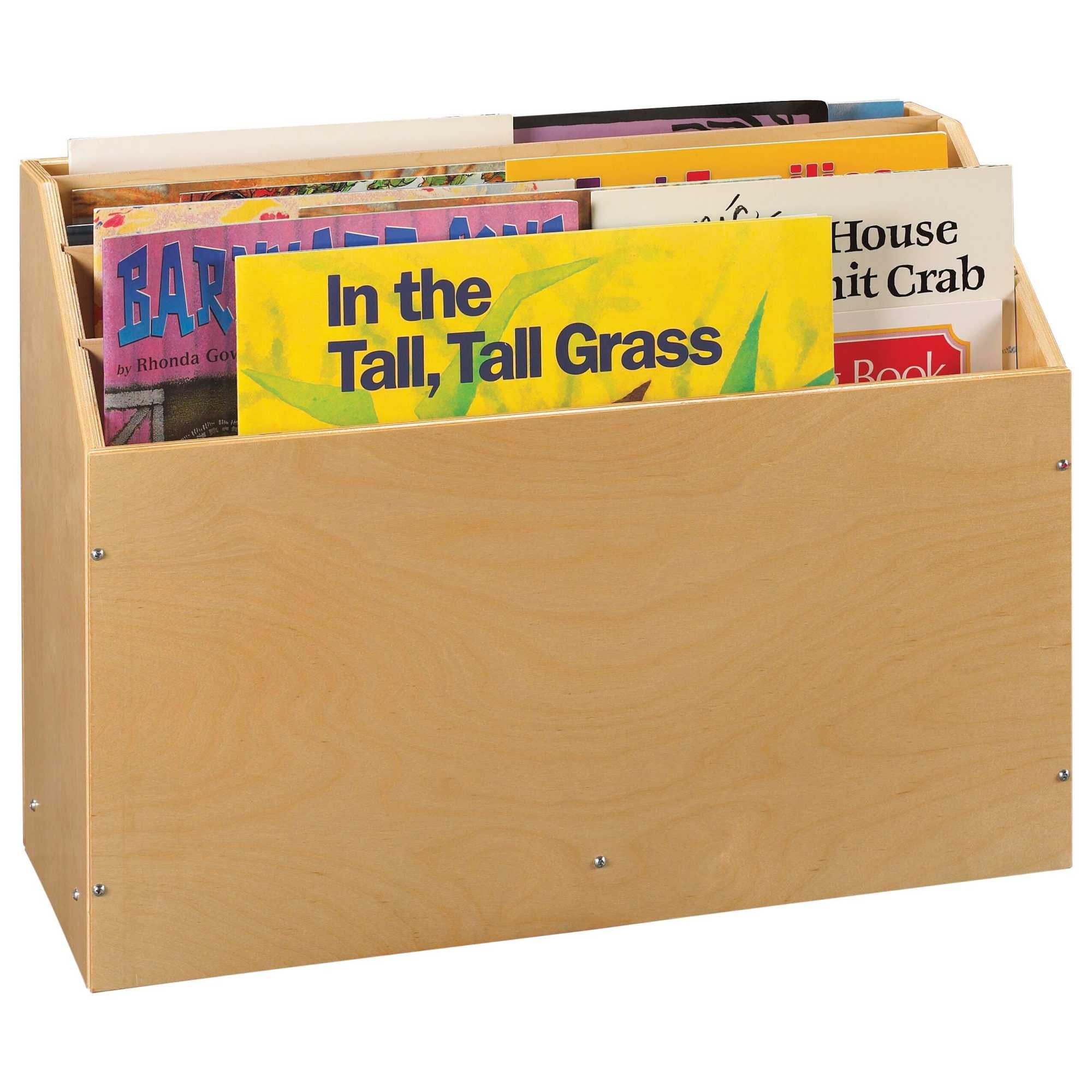 Birch Veneer Mobile Big Book Storage with 4 Compartments