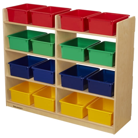 Childcraft Mobile Book Storage Unit, 16 Assorted Color Trays, 47-3/4 x 14-1/4 x 40 Inches