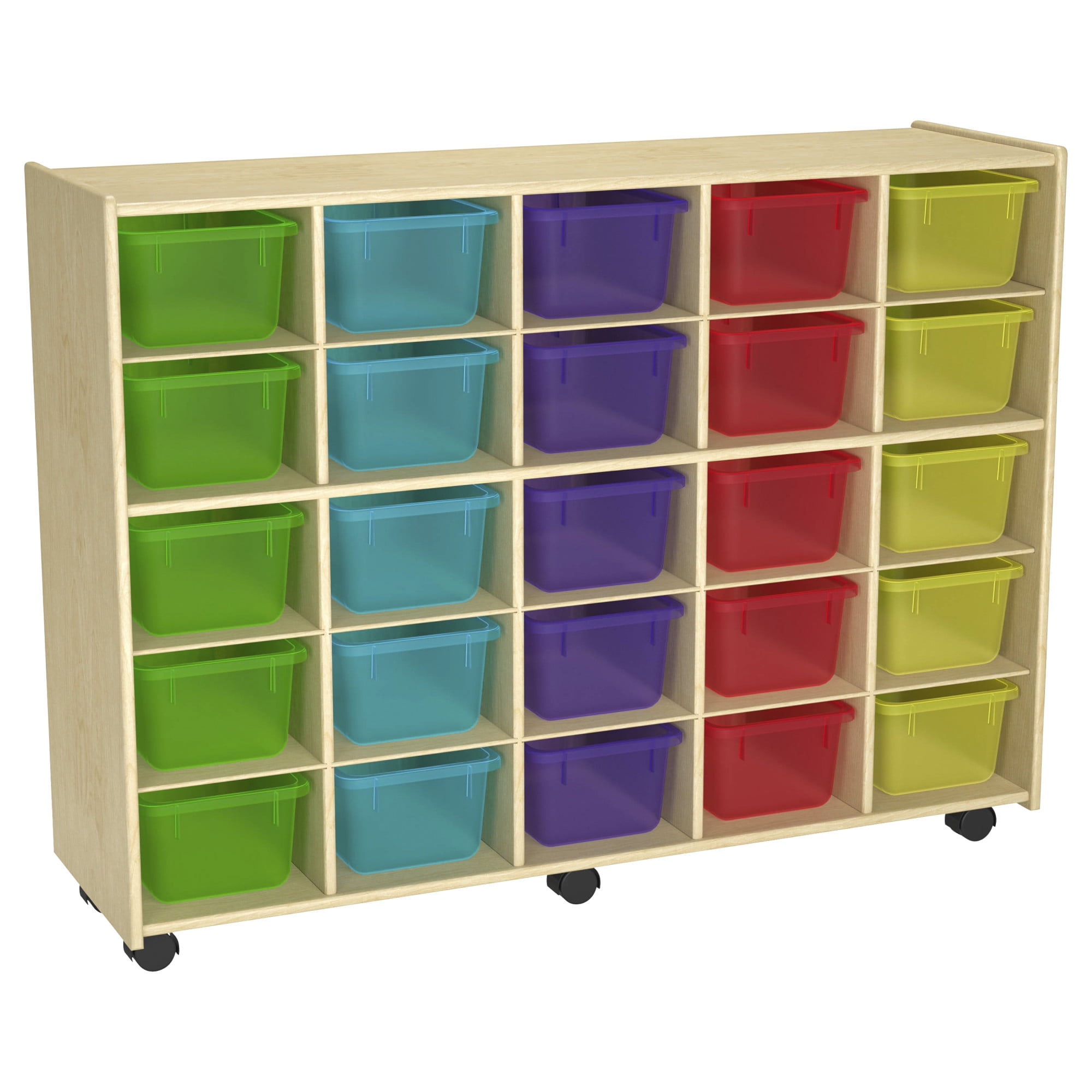 Childcraft Mobile Cubby Storage Unit with Concealed Wheels, 25 ...