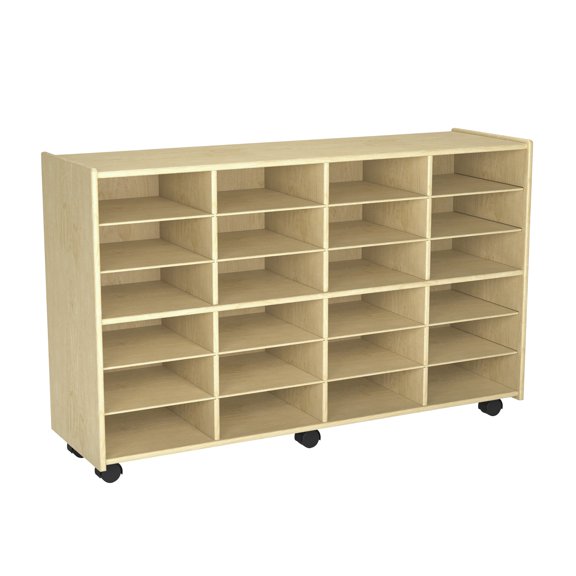 Childcraft Mobile Flat-Tray Cubby With Locking Casters, 47-3/4 x 14-1/4 x 30 Inches