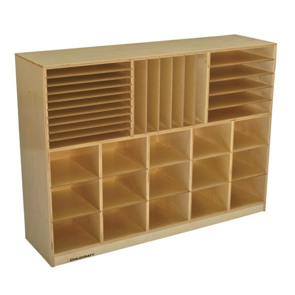 Childcraft Mobile Small Tray Portfolio Center, 15 Clear Trays, 47-3/4 x 13 x 36 Inches
