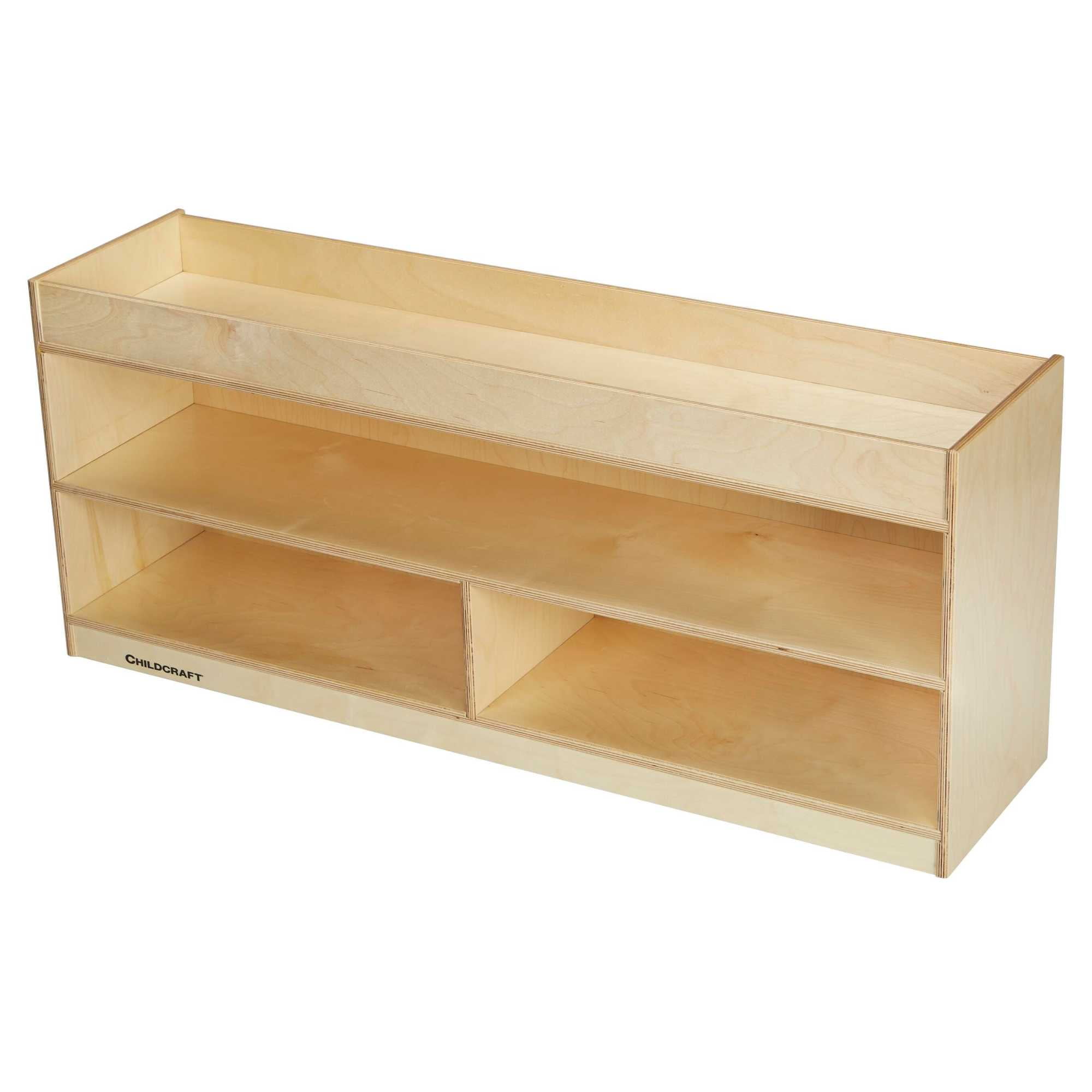 Natural Wood 3-Shelf Storage Unit with Well Top