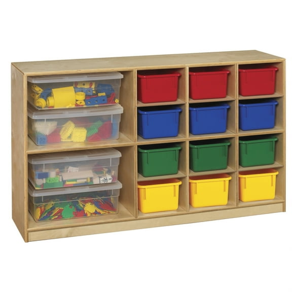 Childcraft Storage Unit, 12 Assorted Colored Trays, 47-3/4 x 13 x 30 Inches