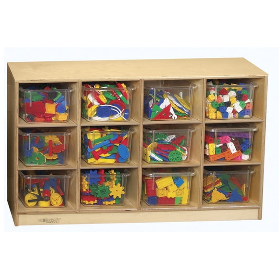 Childcraft Toddler Mobile Cubby Unit, 12 Clear Trays, 38-3/8 x 13 x 24 Inches