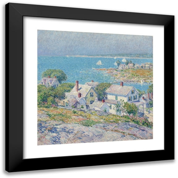 Childe Hassam 12x12 Black Modern Framed Museum Art Print Titled - New England Headlands (1899)