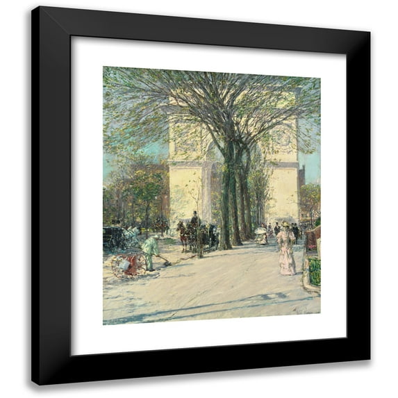 Childe Hassam 12x14 Black Modern Framed Museum Art Print Titled - Washington Arch, Spring