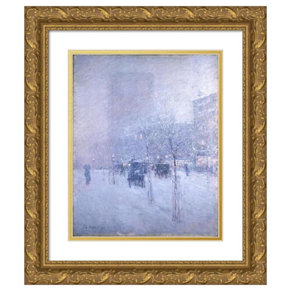 Childe Hassam 12x14 Gold Ornate Wood Frame and Double Matted Museum Art Print Titled - Late Afternoon, New York, Winter