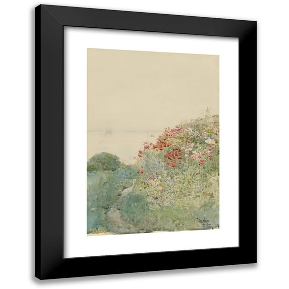 Childe Hassam 14x18 Black Modern Framed Museum Art Print Titled - Field of Poppies, Isles Of Shoals (1890)