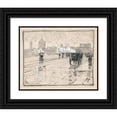 thumbnail image 1 of Childe Hassam 18x15 Black Ornate Wood Framed Double Matted Museum Art Print Titled - Rainy Day, Boston (1886), 1 of 5