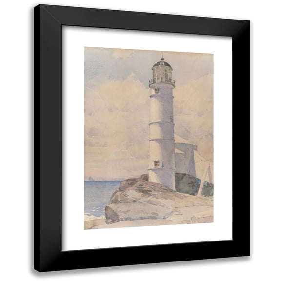 Childe Hassam 18x24 Black Modern Framed Museum Art Print Titled - Lighthouse, Isle of Shoals (1886)