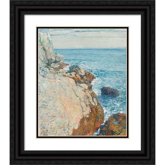 Childe Hassam 20x24 Black Ornate Framed Double Matted Museum Art Print Titled: The East Headland, Appledore - Isles of Shoals (1908)
