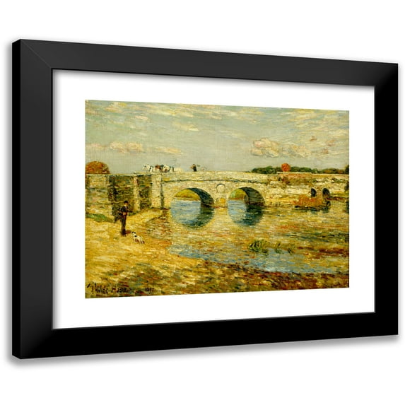 Childe Hassam 24x19 Black Modern Framed Museum Art Print Titled - Bridge Over the Stour