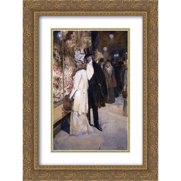 Childe Hassam 2x Matted 20x24 Gold Ornate Framed Art Print 'A New Year's Nocturne, New York'