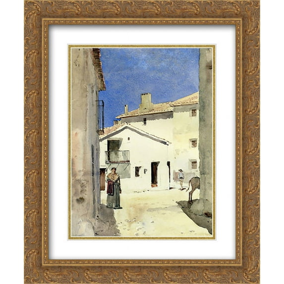 Childe Hassam 2x Matted 20x24 Gold Ornate Framed Art Print 'A Street in Denia, Spain'