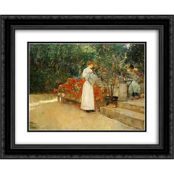 Childe Hassam 2x Matted 24x20 Black Ornate Framed Art Print 'After Breakfast'