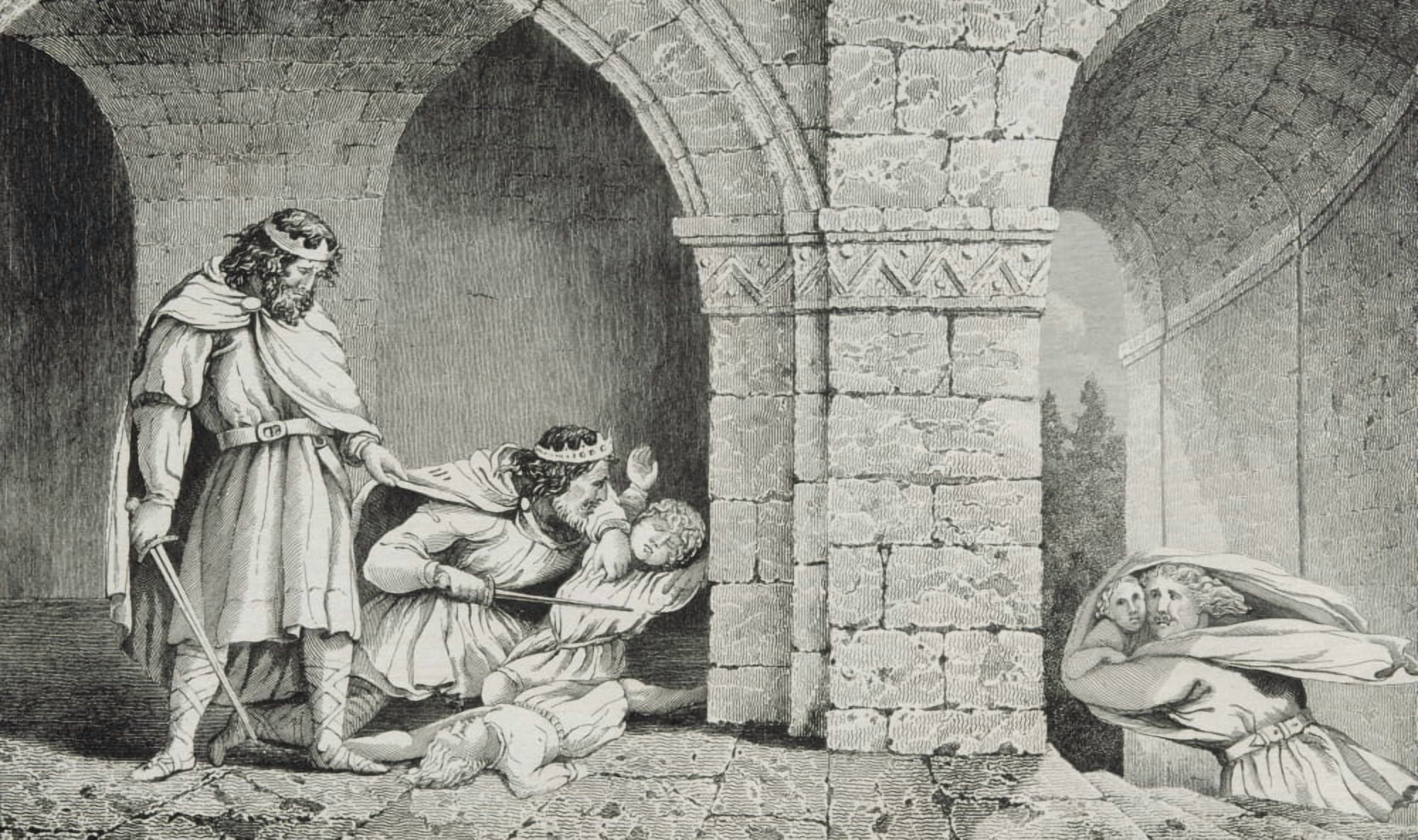 Childebert I C498 To 588 At The Murder Of His Brothers Heirs From Histoire De France By Colart Published Circa 1840 Canvas Art - Ken Welsh Design Pics (38 x 22)