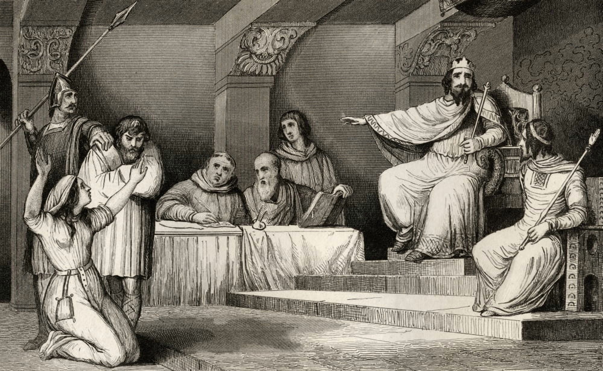 Childebert Ii 570 To 595 Merovingian King Of Austrasia From Histoire De France By Colart Published Circa 1840 Canvas Art - Ken Welsh Design Pics (18 x 11)