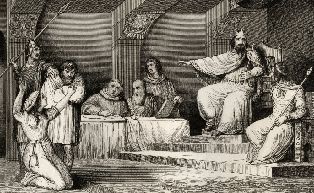 Childebert Ii 570 To 595 Merovingian King Of Austrasia From Histoire De France By Colart Published Circa 1840 Canvas Art - Ken Welsh Design Pics (36 x 22)
