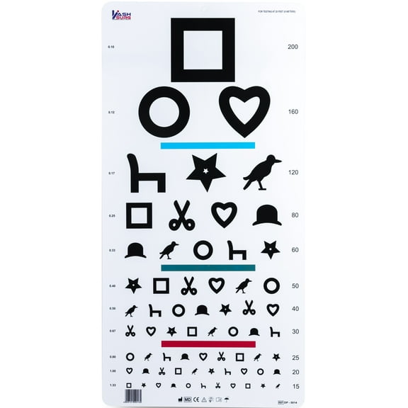 Childern Eye Chart with Red Green Blue Bar Visual Acuity Test 6m / 20ft