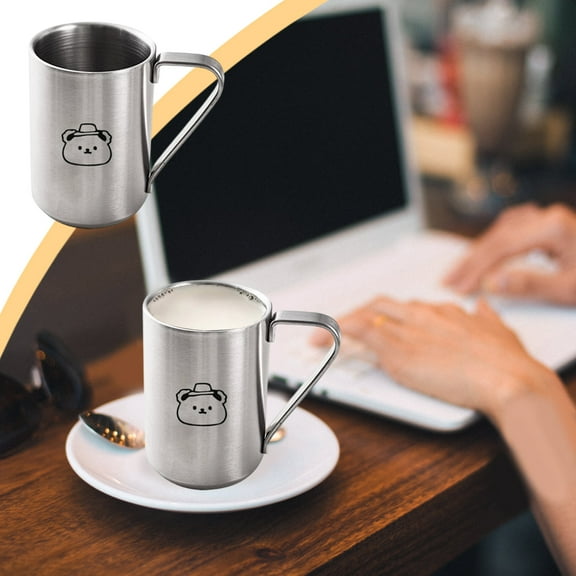 Childern Stainless Steel Coffee Mugs with Handle,Double Layer Coffee Mug for Kids,Tea Cups Espresso Cups Camping Mugs for Home Office Camping Outdoors Hiking Picnics