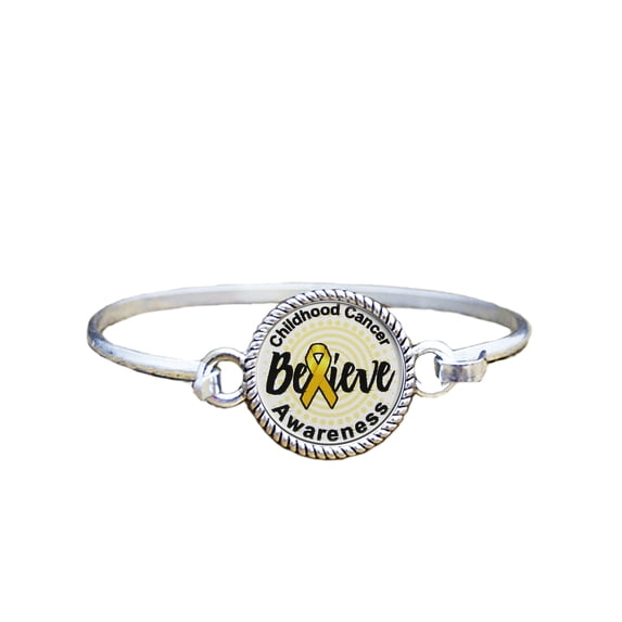 Childhood Cancer Awareness Believe Silver Plated Bracelet Jewelry