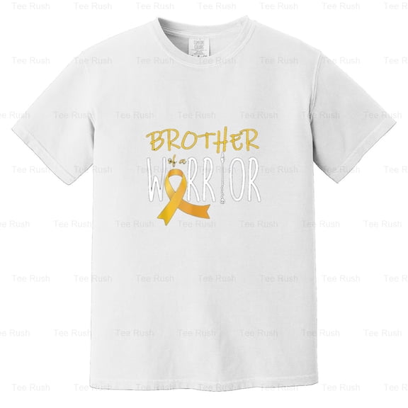 Childhood Cancer Awareness Brother Warrior Funny Gold Ribbon Support Family, Comfort Color T-Shirt Unisex, up to 4XL