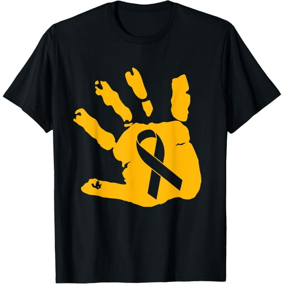 Childhood Cancer Awareness Hand Gold Ribbon Pediatric Cancer T-Shirt