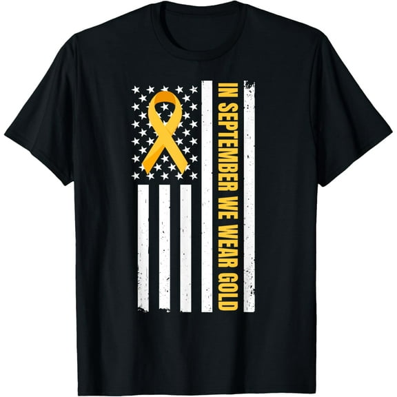 Childhood Cancer Awareness Month | In September We Wear Gold T-ShirtMen's and women's pure cotton short-sleeved shirts