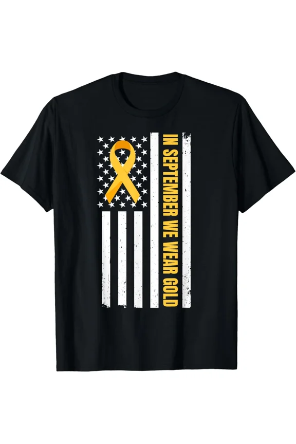 Childhood Cancer Awareness Month September Gold Ribbon Support Unisex T-Shirt, up to size 5XL