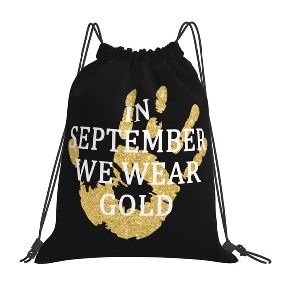 Childhood Cancer Awareness Month in September We Wear Gold Drawstring Backpack Sackpack String Bag Cinch Waterproof Bags for Gym Sports Yoga Travel Beach Swimming shopping