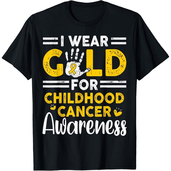 Childhood Cancer Awareness Ribbon Proud Family Support Crew T-Shirt