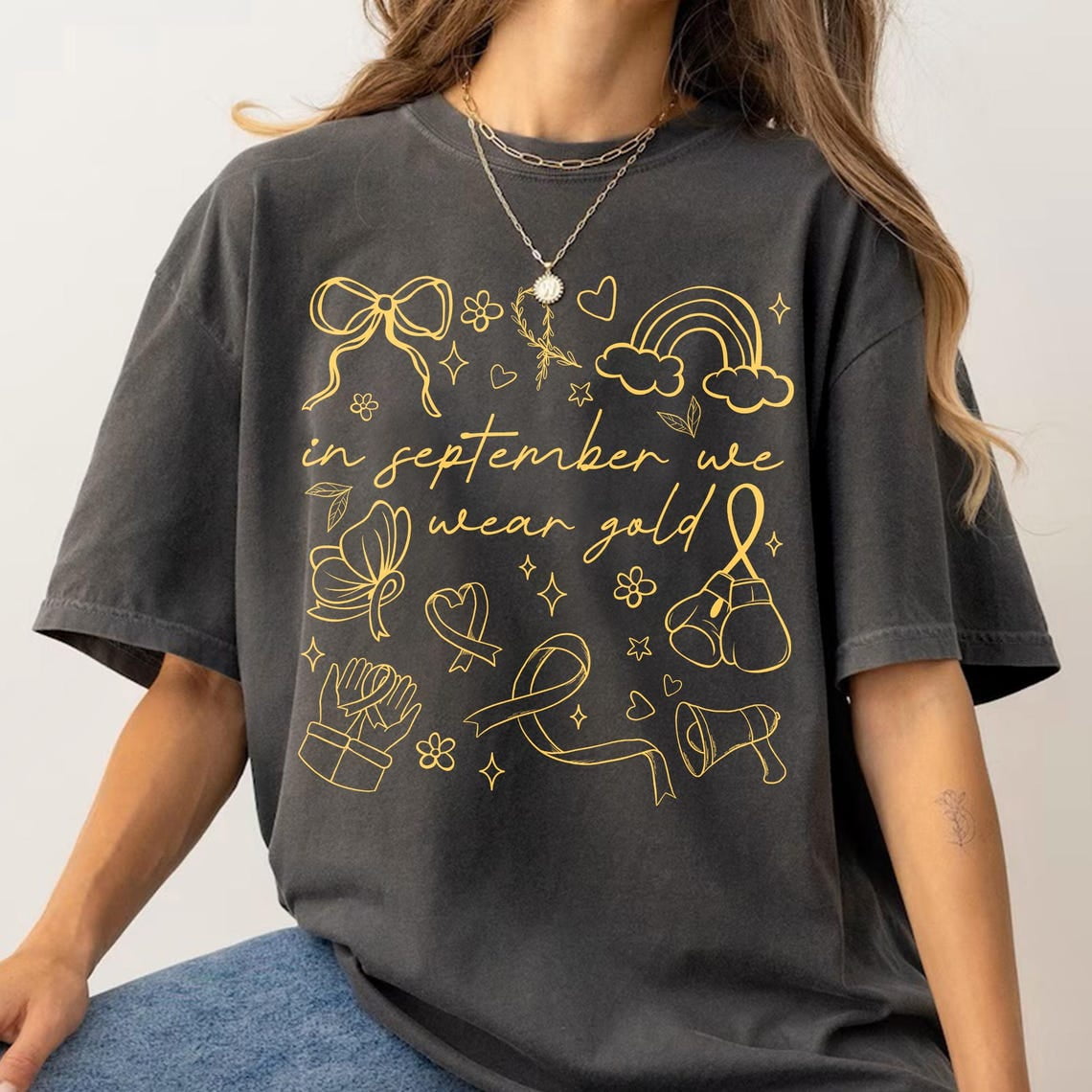 Childhood Cancer Awareness Shirt, In September We Wear Gold, Family ...