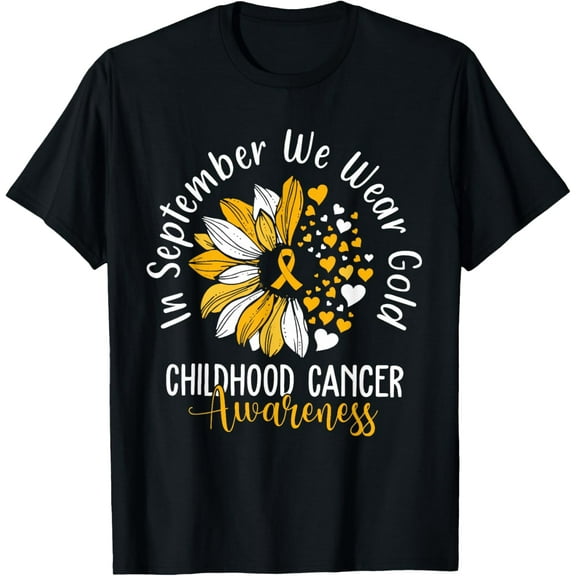 Childhood Cancer Awareness Shirts In September We Wear Gold T-ShirtMen's and women's pure cotton short-sleeved shirts