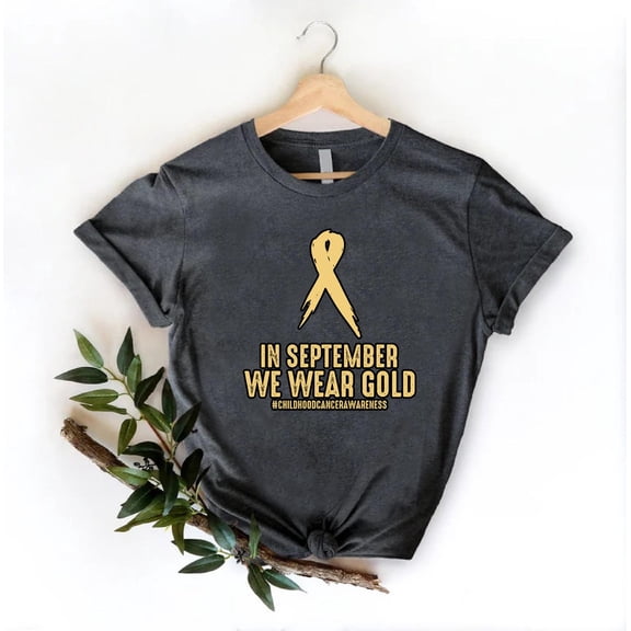 Childhood Cancer Awareness T-Shirt,In September We Wear Gold Shirt,Gold Ribbon Tee,Childhood Cancer Outfit, Pediatric Oncology Nurse Costume All Size S-5Xl