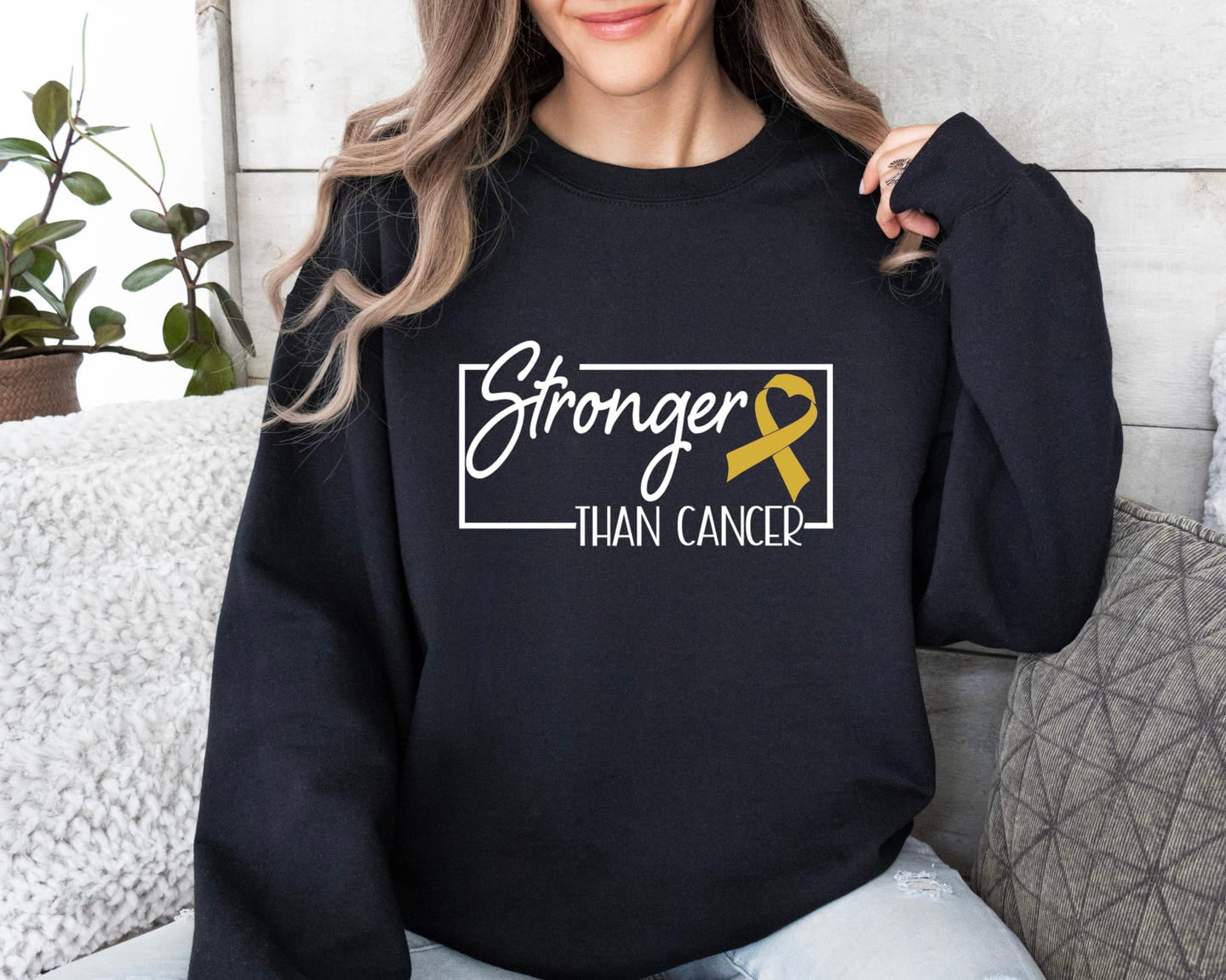 Childhood Cancer Gold Ribbon Awareness Graphic Sweatshirt - Walmart.com