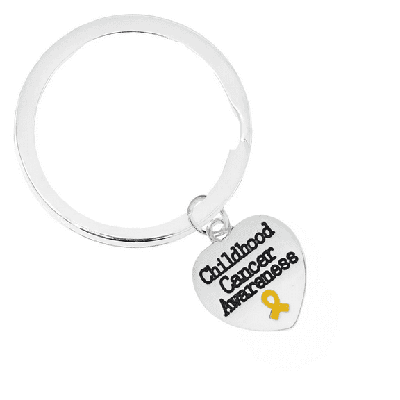 1 Pack Childhood Cancer Heart Charm Split Style Key Chains (1 Keychain)