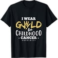 thumbnail image 1 of Childhood Cancer Survivor I Wear Gold Awareness Gift Ribbon T-Shirt mens t shirt，black，women，funny，misfits，men，journey, 1 of 4