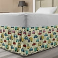 thumbnail image 1 of Childish Bed Skirt, Toy Trucks Sports Car Bus Auto Pastel Game Traffic Playful Nursery Cartoon, Elastic Bedskirt Dust Ruffle Wrap Around for Bedding Decor, 4 Sizes, Cream Multicolor, by Ambesonne, 1 of 2