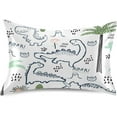 thumbnail image 1 of Childish Dinosaur Pattern Satin Pillowcase for Hair and Skin Silk Pillowcase, Queen Size(20x30 inches) - Slip Cooling Satin Pillow Covers with Envelope Closure（335） Home Decor Gifts, 1 of 7