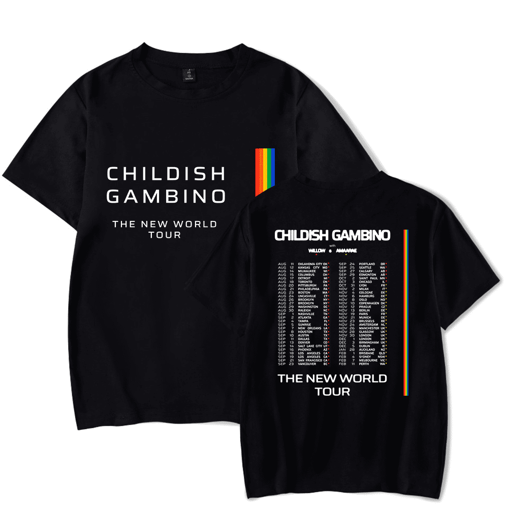 Childish Gambino Merch New World Tour Tshirt unisex fashion short sleeved shirt streetwear cool