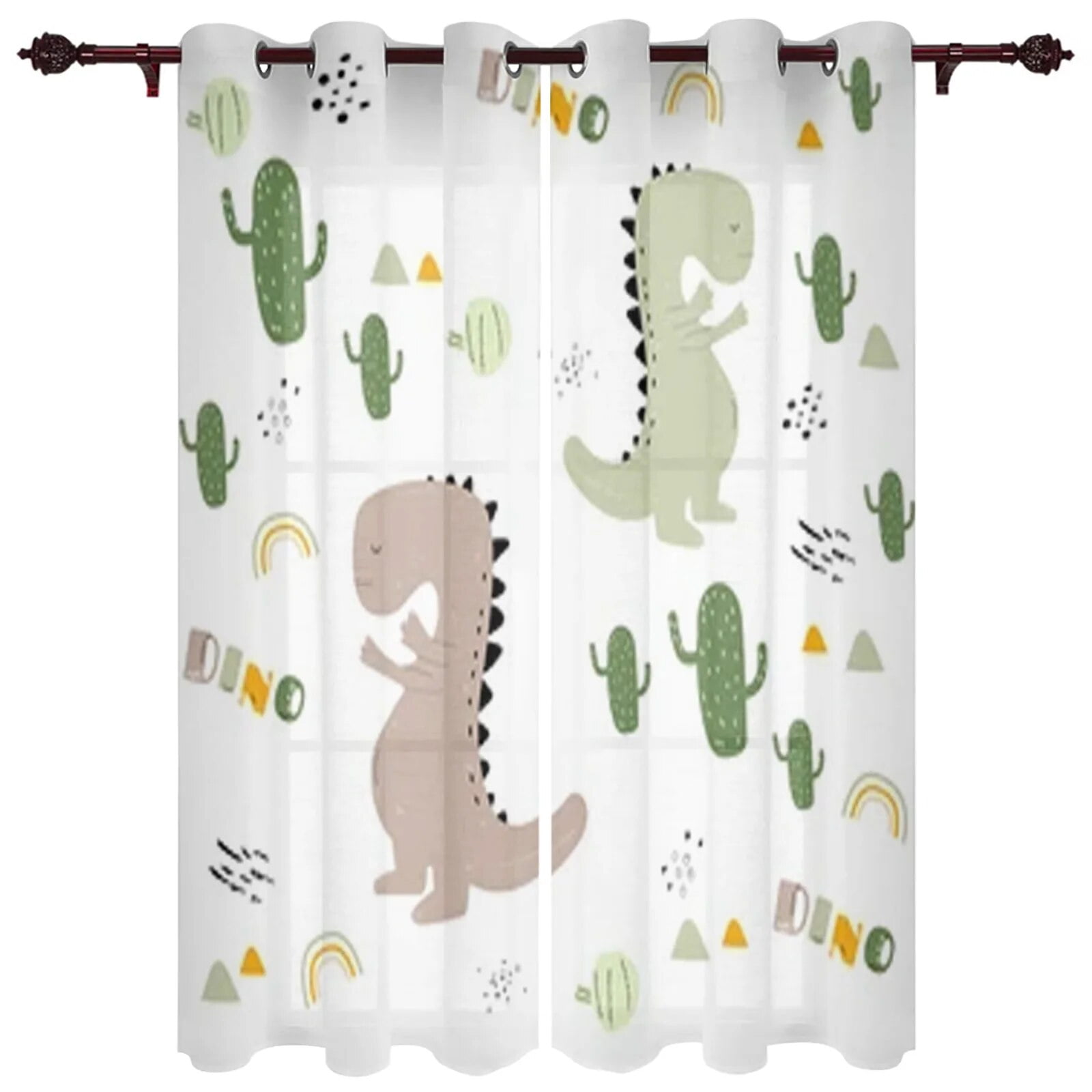 Childish Pattern With Dinosaurs Window Curtains For Living Room Bedroom