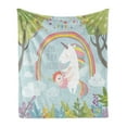 thumbnail image 1 of Childish Soft Flannel Fleece Throw Blanket, Born to Be a Unicorn Lettering Along a Little Child Fairytale Rainbow Clouds, Cozy Plush for Indoor and Outdoor Use, 70" x 90", Multicolor, by Ambesonne, 1 of 5