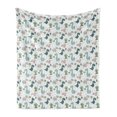 thumbnail image 1 of Childish Soft Flannel Fleece Throw Blanket, Smiling Baby Dinosaurs with Palm and Cactus, Cozy Plush for Indoor and Outdoor Use, 70" x 90", White Seafoam Dimgray, by Ambesonne, 1 of 5