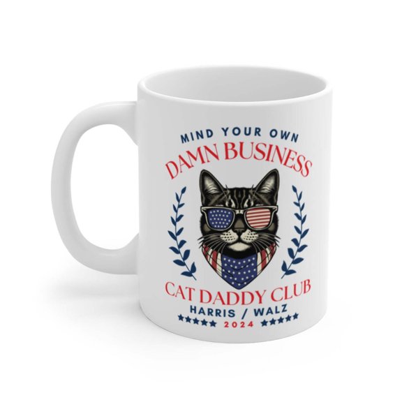 Childless Cat Daddy Harris Walz Mug, Cat Dad Gift, Election 2024