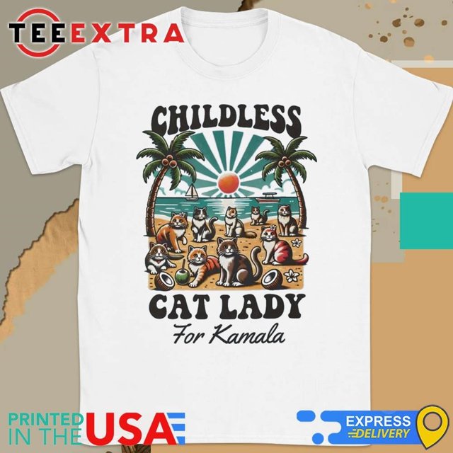Childless Cat Lady For Kamala Coconut Tree Shirt